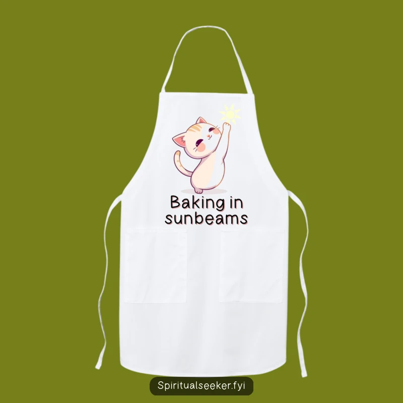Funny Stretching Cat Apron: Serene Character for Peaceful Kitchen Moments