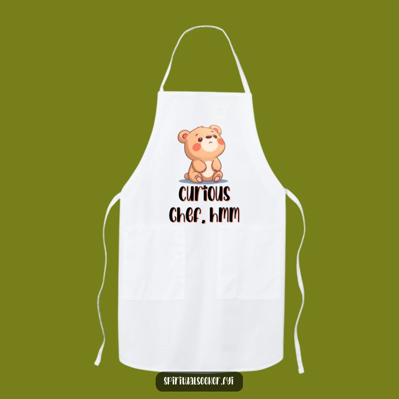 Funny Curious Bear Apron: Ethereal Light Kitchen Adventure Gift