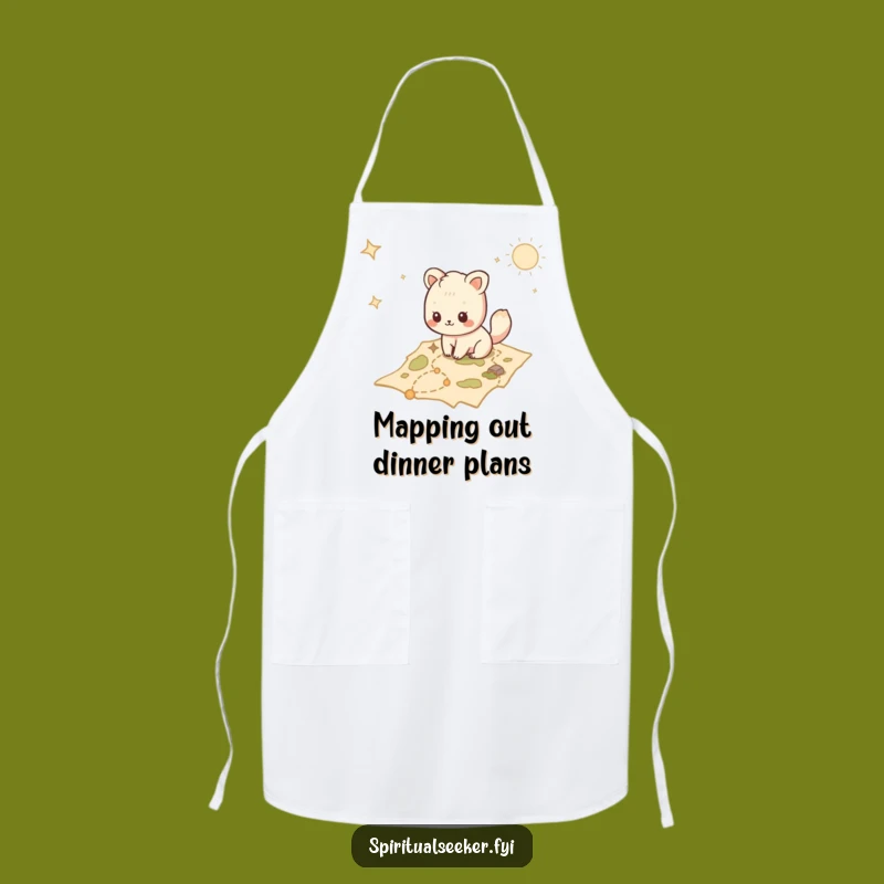 Funny Kawaii Explorer Apron: Mystical Map Kitchen, Perfect Funny Gift for Cooks