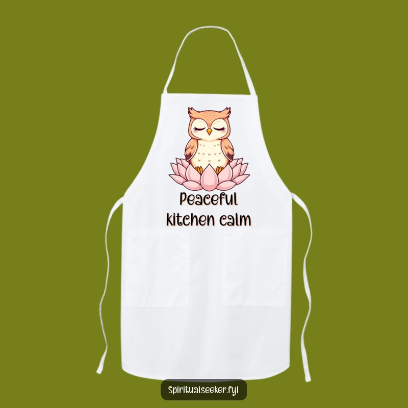 Funny Kawaii Owl Zen Apron - Meditating Cook Character, Unique Funny Gift