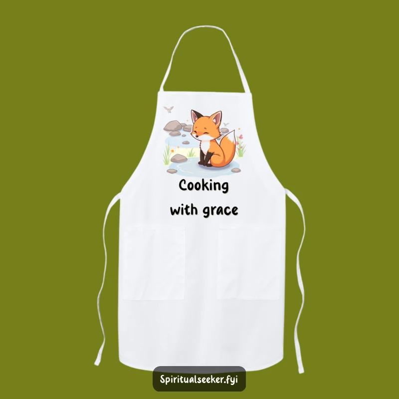 Funny Serene Fox Apron: Kitchen Tranquility, Culinary Humor Gift