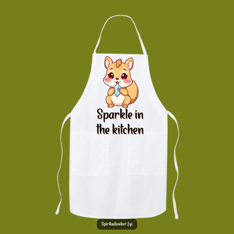 Funny Squirrel Crystal Apron: Cook with Delight and Sparkle