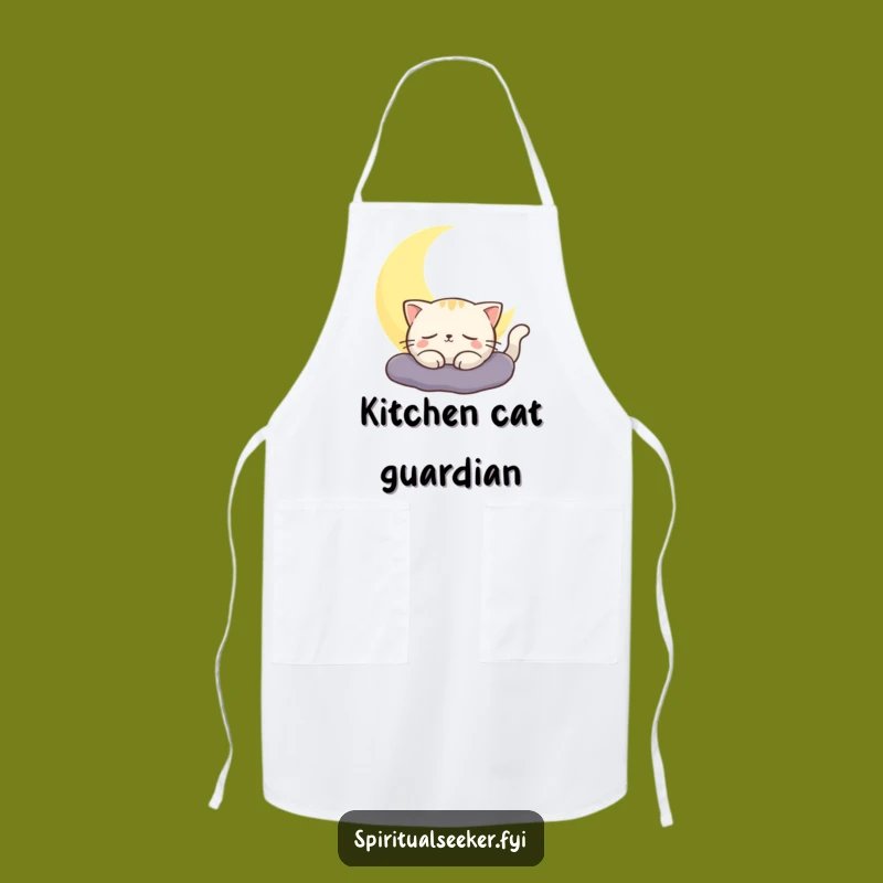 Funny Cat Apron, Moon Glow Kitchen, Contented Cook Gift