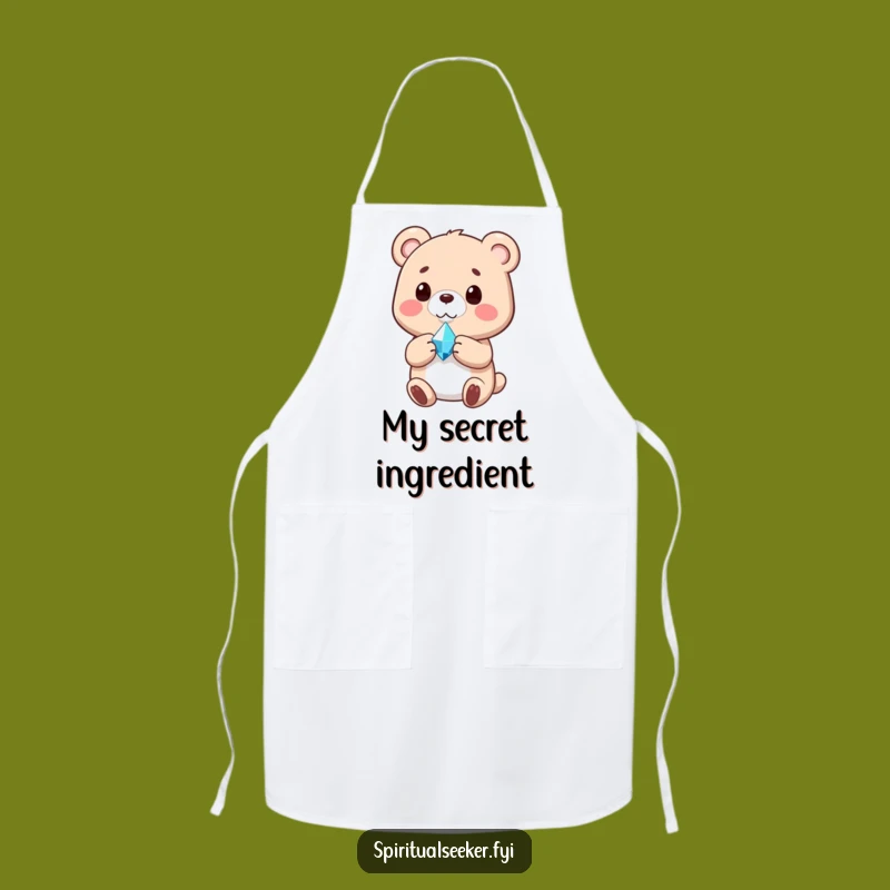 Funny Bear Apron: Content Bear Crystal Design for Peaceful Cooking