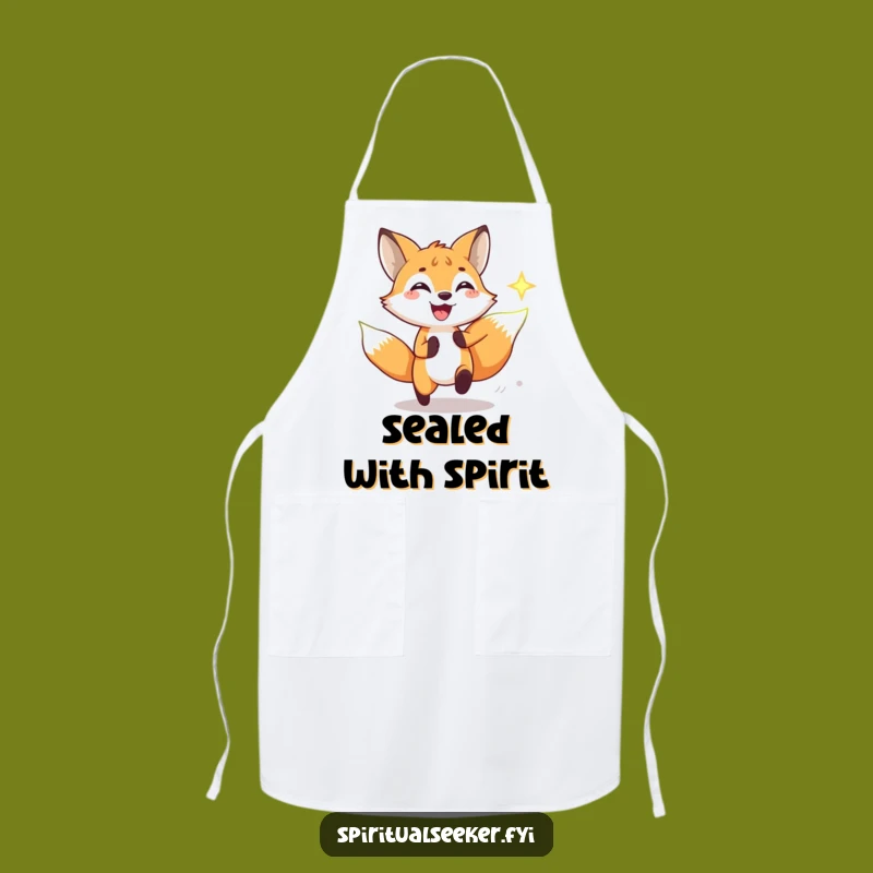 Funny Fox Chasing Spiritual Symbol Apron, a Hilarious Kitchen Accessory Gift