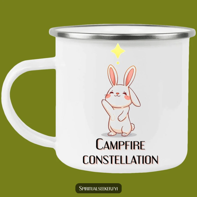 Funny Hopeful Rabbit Camping Mug: Glowing Constellation Adventure Gift