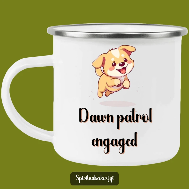 Funny Playful Dog Camping Mug: Light Chaser Cup, Outdoor Humor Gift