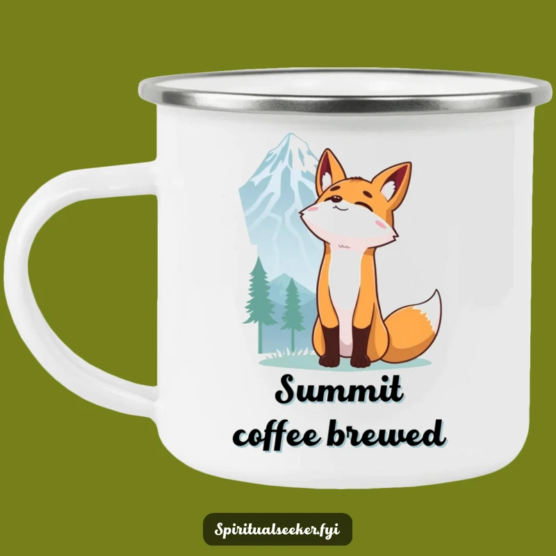 Funny Fox Mountain Peak Camping Mug: Outdoor Fox Drinkware, Ideal Funny Gift