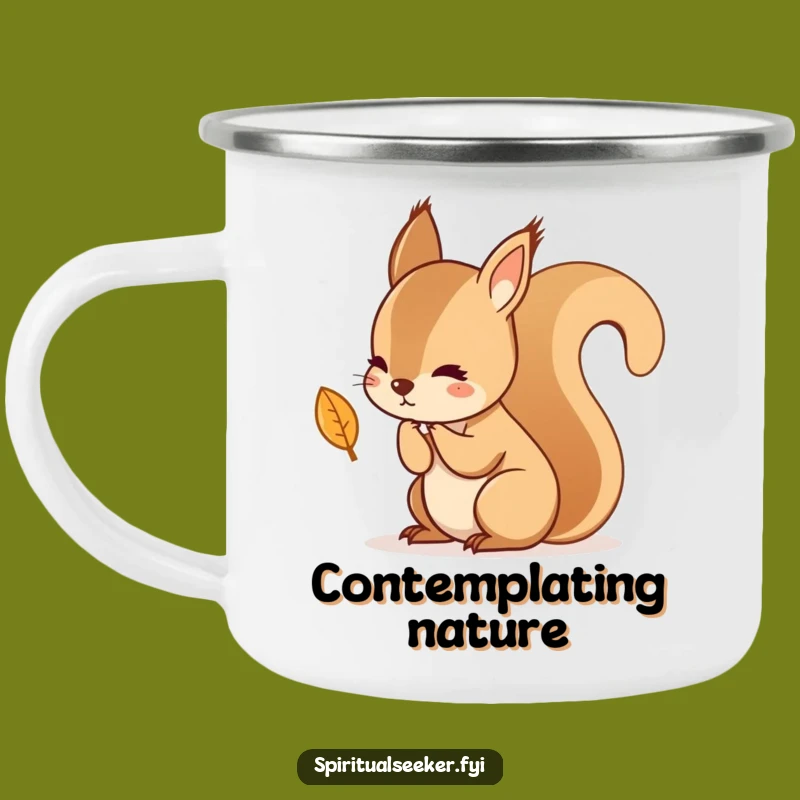 Funny Kawaii Squirrel Leaf Camp Mug - Durable & Reflective Outdoor Companion