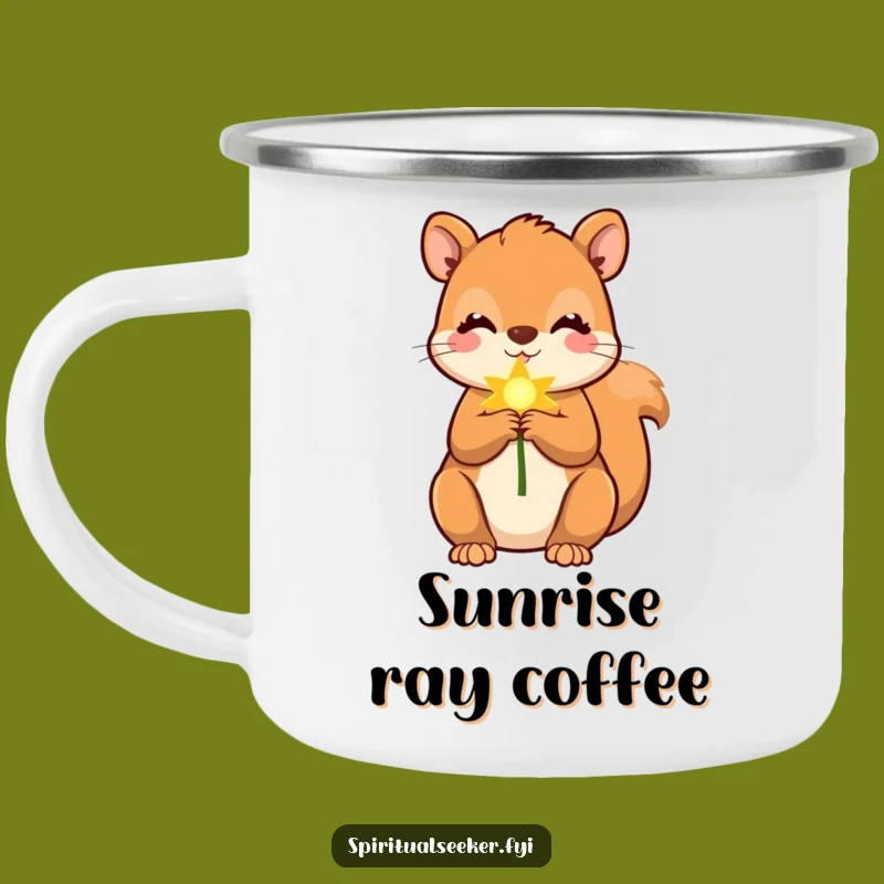 Funny Squirrel Golden Ray Camping Mug: Adventure Fuelled by Hilarious Sunshine