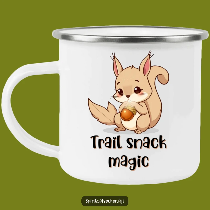 Funny Squirrel Camping Mug, Magical Acorn Adventure, Curious Gift