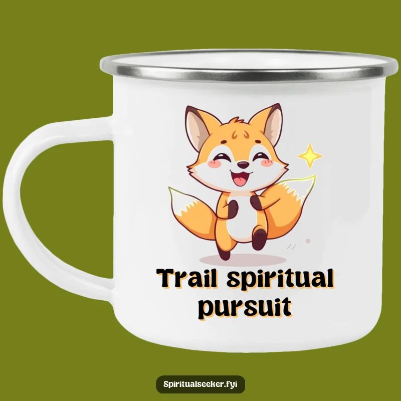 Funny Fox Chasing Spiritual Symbol Camping Mug, Adventure and Humor Alike