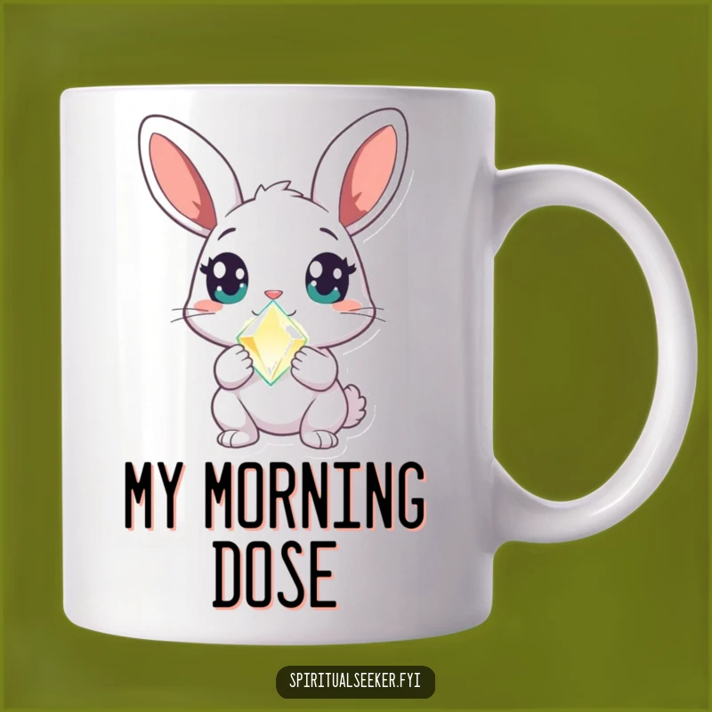 Funny Curious Rabbit Mug: Crystal Magic and Amazement, Perfect Funny Gift for Explorers