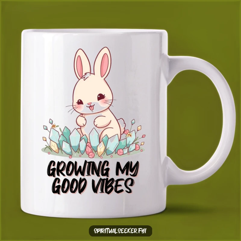 Funny Happy Rabbit Crystal Garden Mug: Magical Gardener, Whimsical Gift