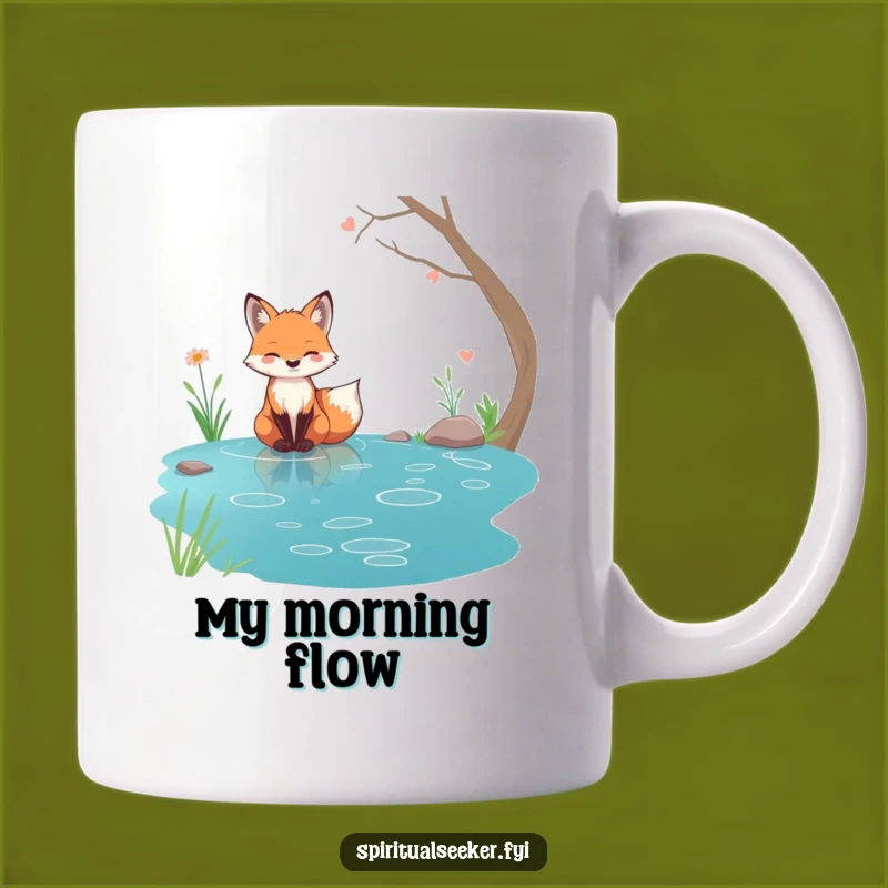 Funny Tranquil Fox Mug: Serene Stream Character Nature Gift