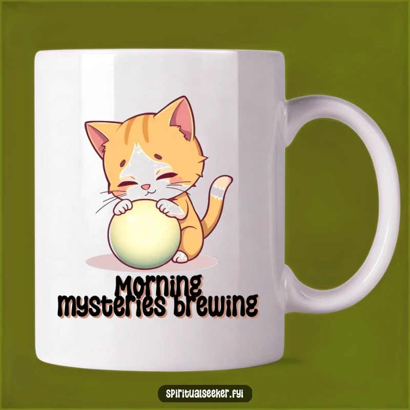 Funny Curious Cat Orb Mug: Mystical Pet Explorer, Whimsical Gift