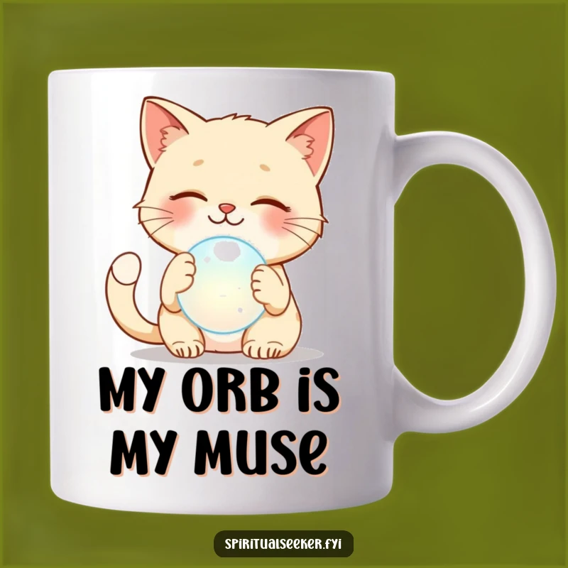 Funny Cat Patting Orb Mug: A Hilarious Gift for Cat Lovers and Mystics