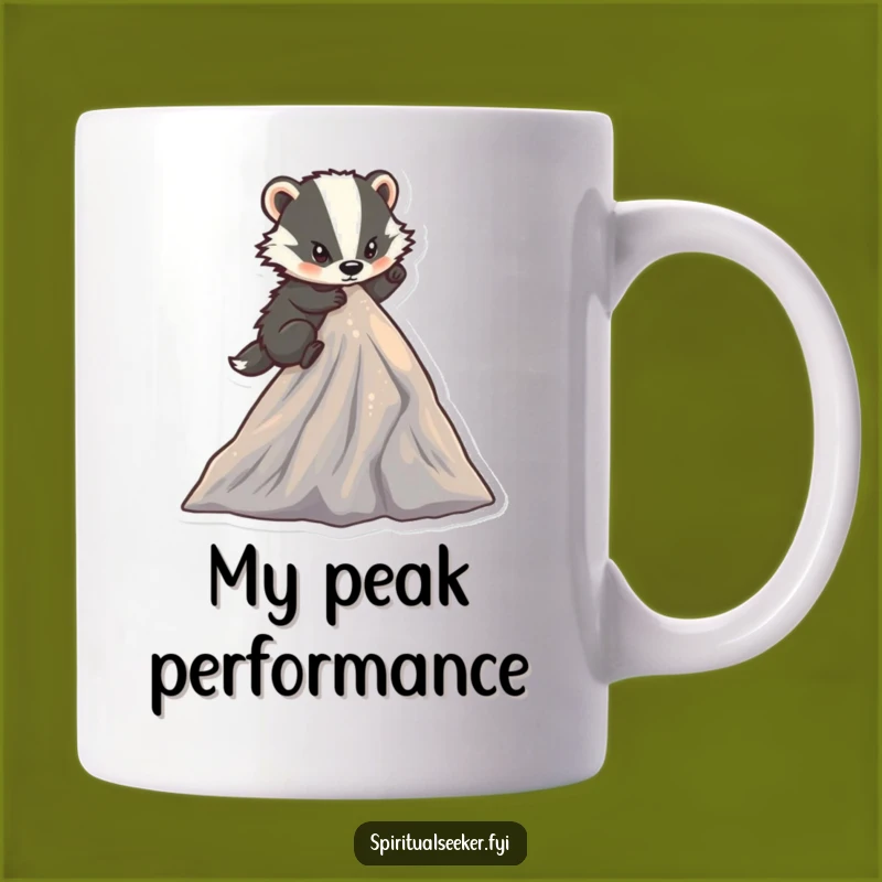 Funny Determined Badger Mug: Peak Achievement and Humor, Perfect Funny Gift for Climbers