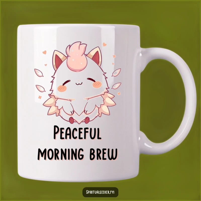 Funny Kawaii Peace Mug: Feather Calm, Perfect Gift for Serenity Seekers