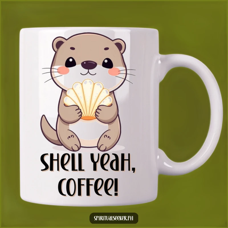 Funny Playful Otter Seashell Mug: Beachy Fun, Perfect Funny Gift!
