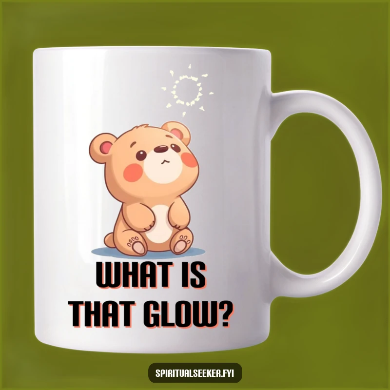 Funny Curious Bear Mug: Ethereal Light Wonder Character Gift
