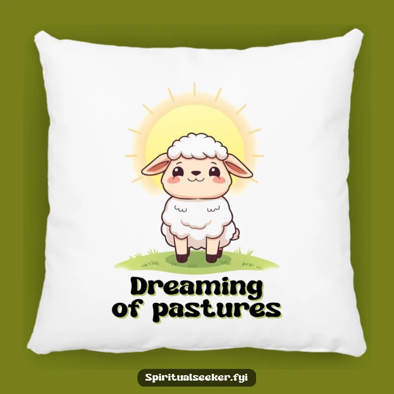 Funny Hopeful Sheep Pillow: Radiant Dawn Comfort for a Cheerful Home