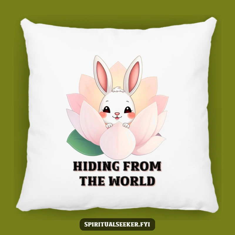 Funny Bunny Lotus Peek Pillow: Soft Rabbit & Flower Cushion, Perfect Funny Gift