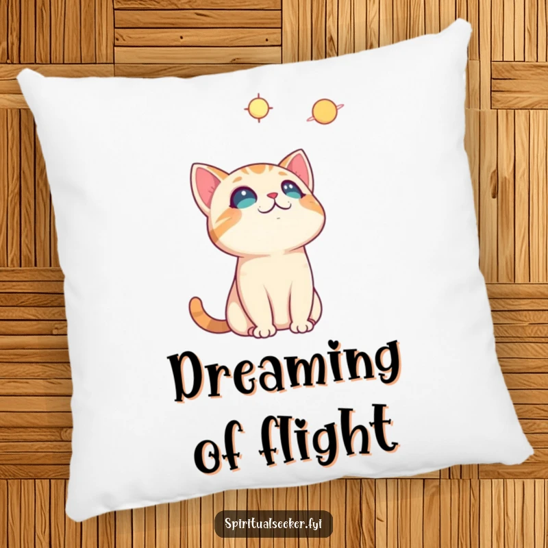 Funny curious cat pillow, a plush cushion featuring a cat gazing at the stars, providing comfort and whimsical humor.