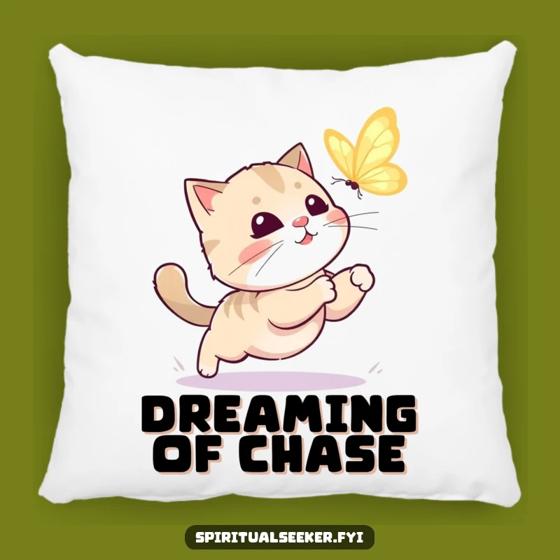 Funny Kawaii Cat Pillow: Playful Butterfly Chase Comfort Gift