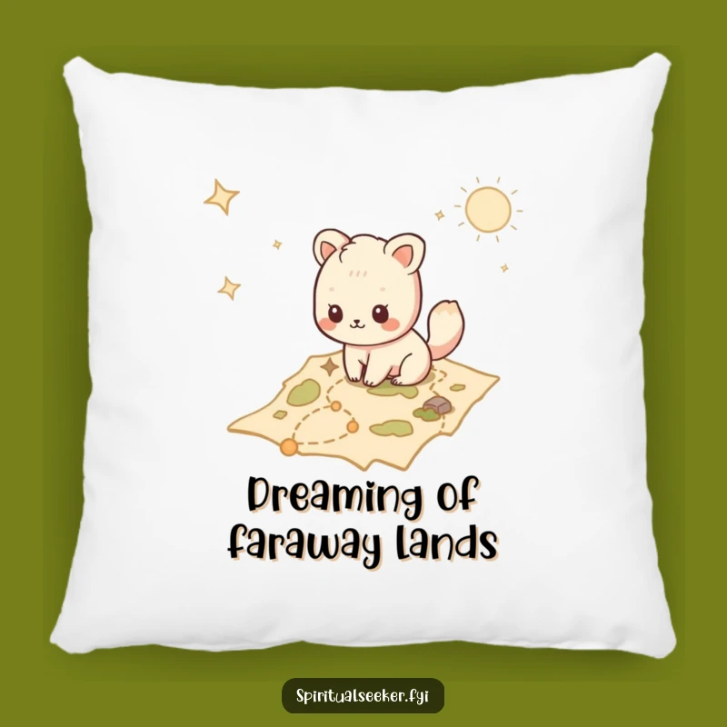 Funny Kawaii Explorer Pillow: Cozy Map Comfort, Ideal Funny Gift for Dreamers