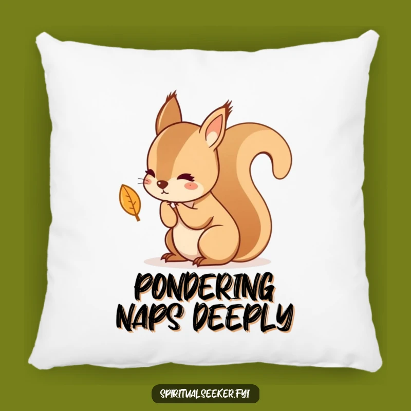 Funny Kawaii Squirrel Leaf Pillow - Soft & Contemplative Accent Decor