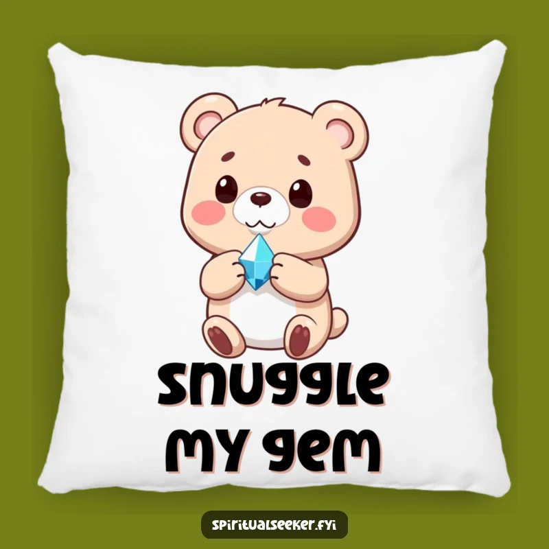 Funny Pillow: Cozy Content Bear with Crystal, Relaxing Funny Gift