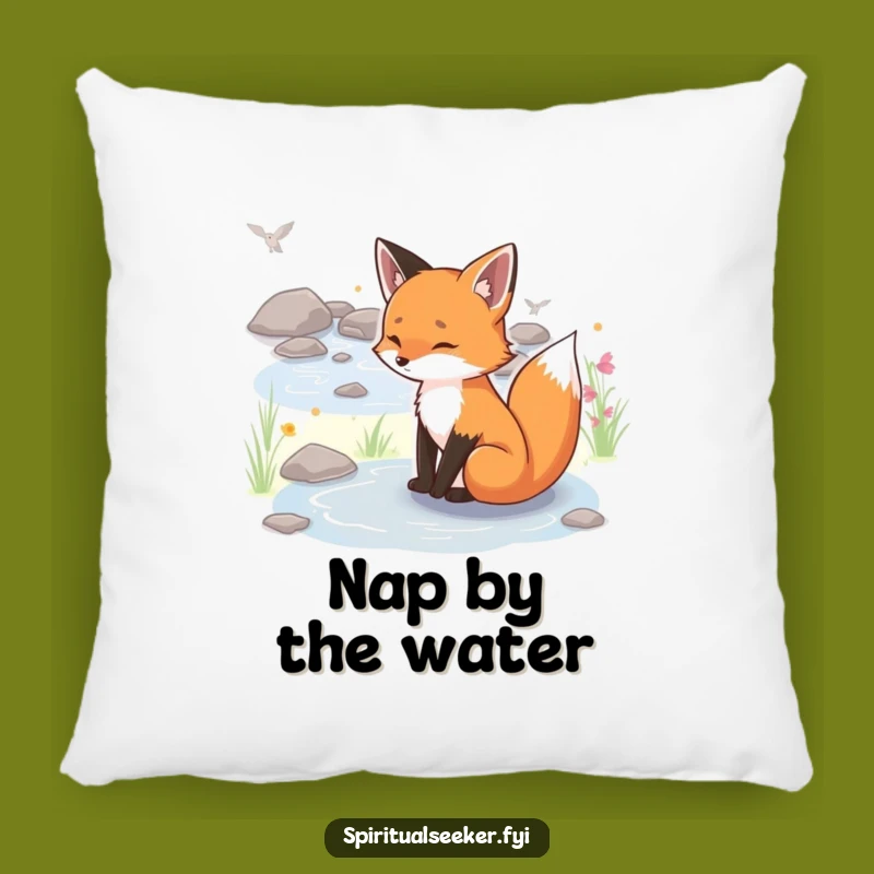Funny Serene Fox Pillow: Cozy Stream, Soft Comfort Gift