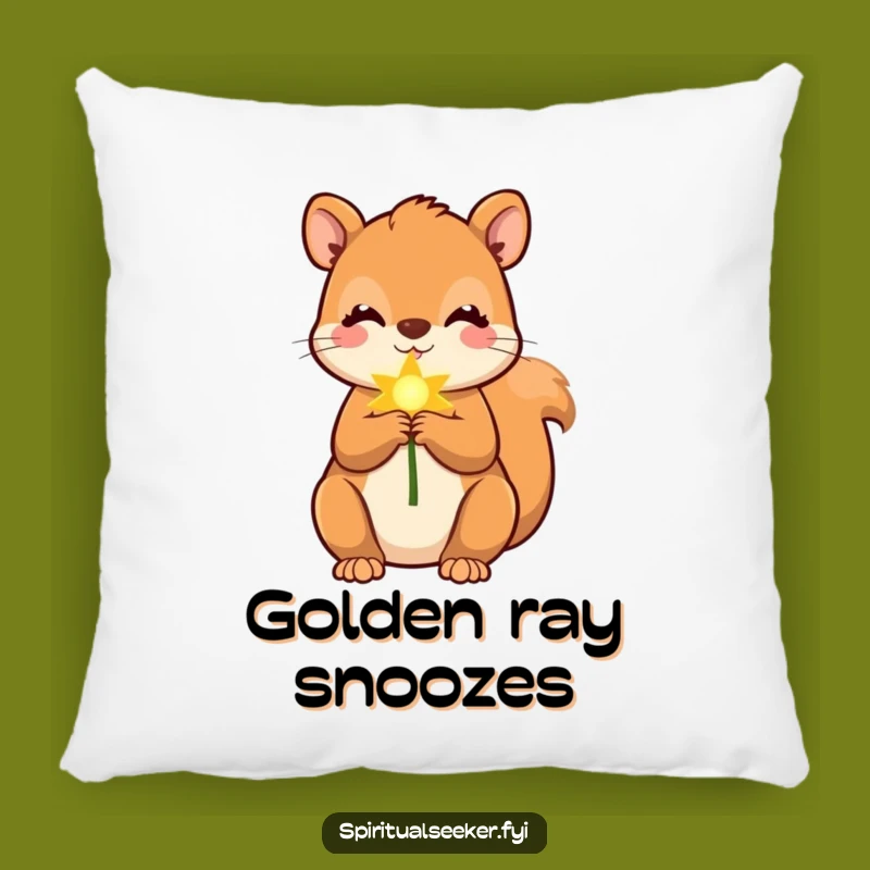 Funny Squirrel Golden Ray Pillow: Cozy Comfort with Hilarious, Sunny Charm