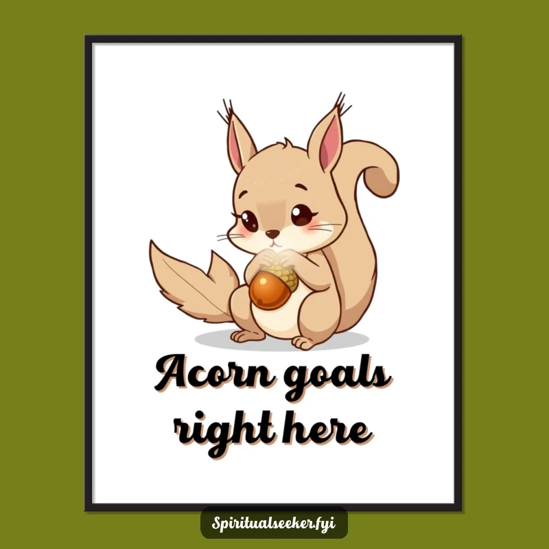 Funny Squirrel Digital Art, Magical Acorn Scene, Curious Decor Gift