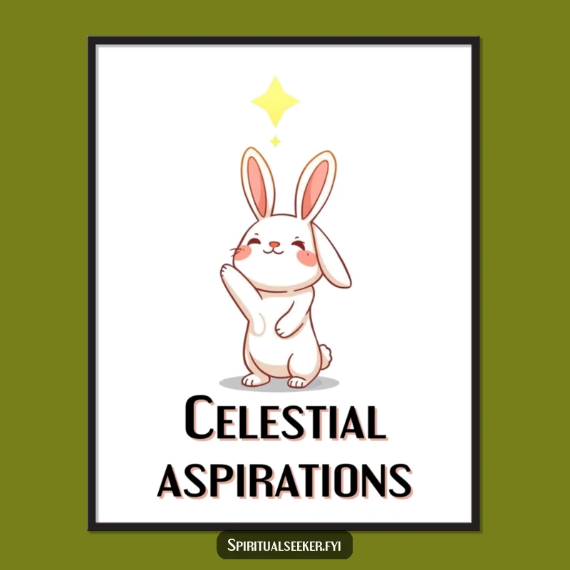 Funny Hopeful Rabbit Digital Art: Glowing Constellation Hopeful Print