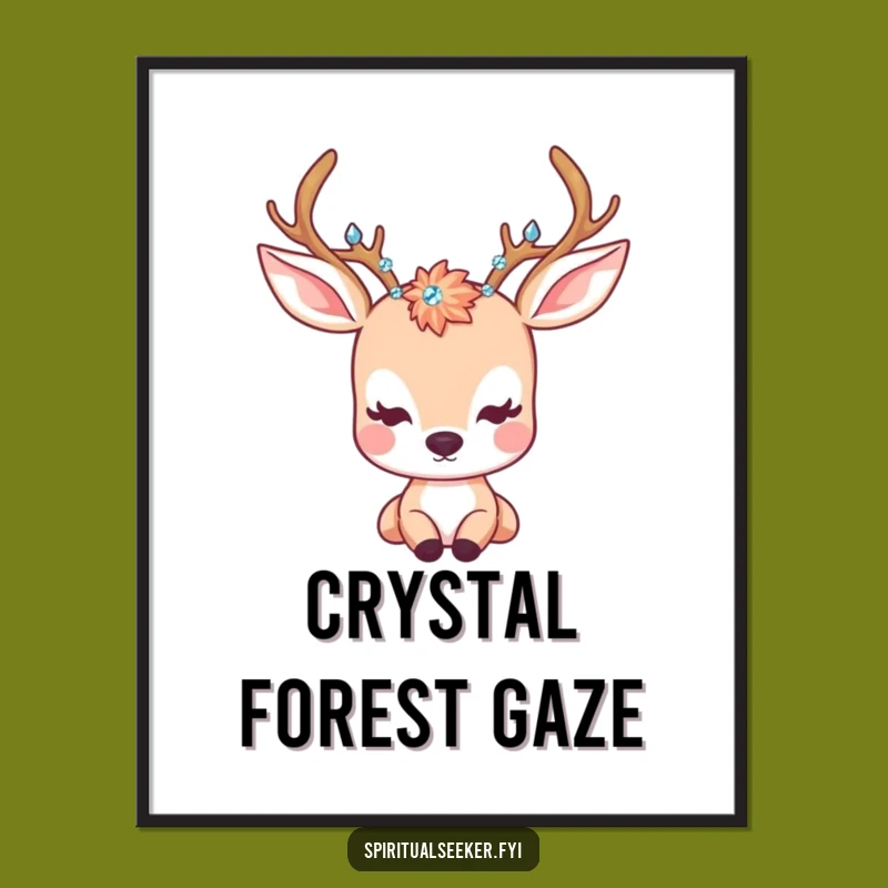 Funny Kawaii Deer Crystal Digital Print - Serene Art, Instant Funny Gift