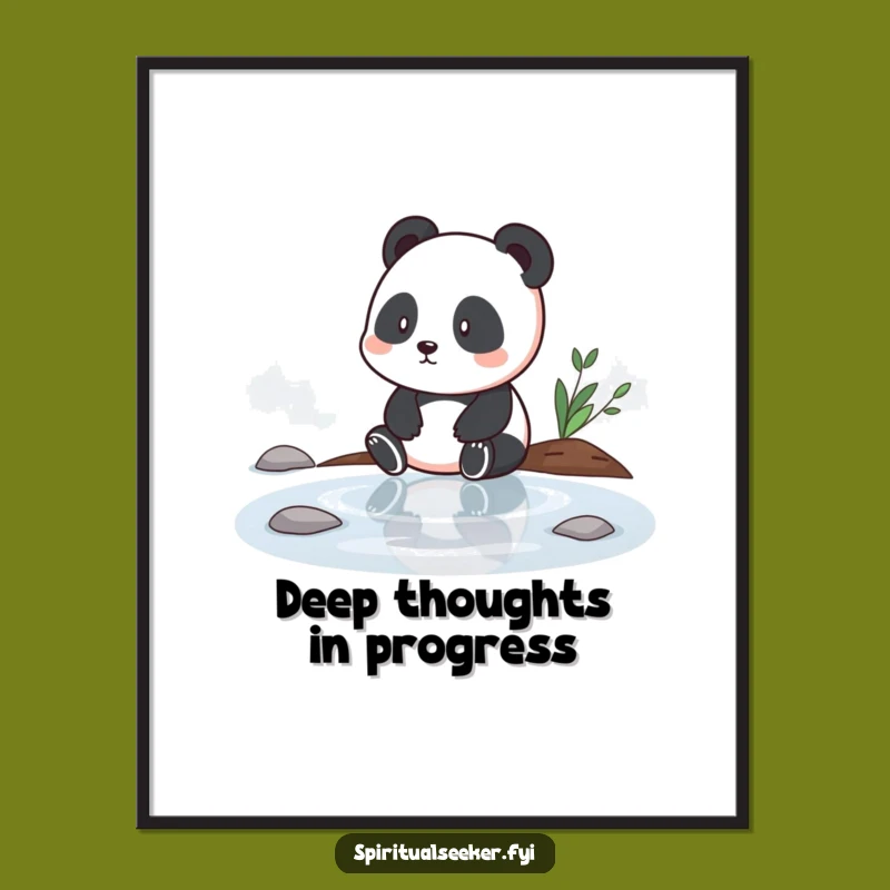Funny Panda Contemplation Digital Art: Tranquil Decor for Any Room