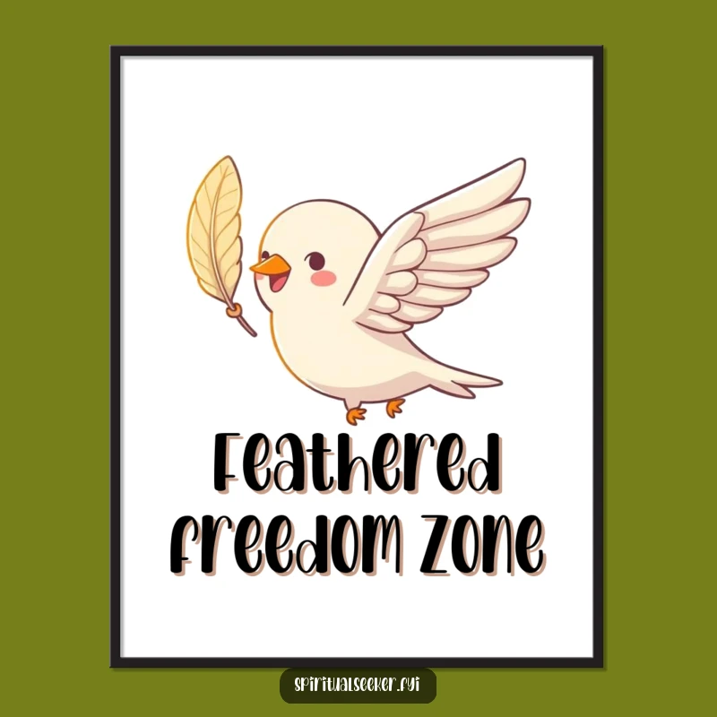 Funny Bird Soaring Feather Digital Art: Instant Joy and Hilarious Gift Download