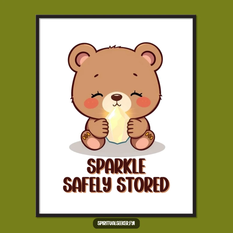 Funny Bear Cub Crystal Digital Art: Instant Enchantment and Hilarious Gift