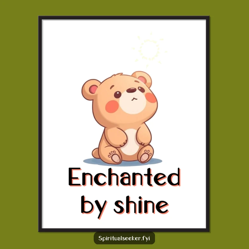 Funny Curious Bear Digital Art: Ethereal Light Wonder Print Gift