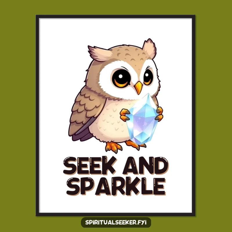 Funny Curious Owl Digital Art: Mystical Wall Decor, Unique Funny Gift!