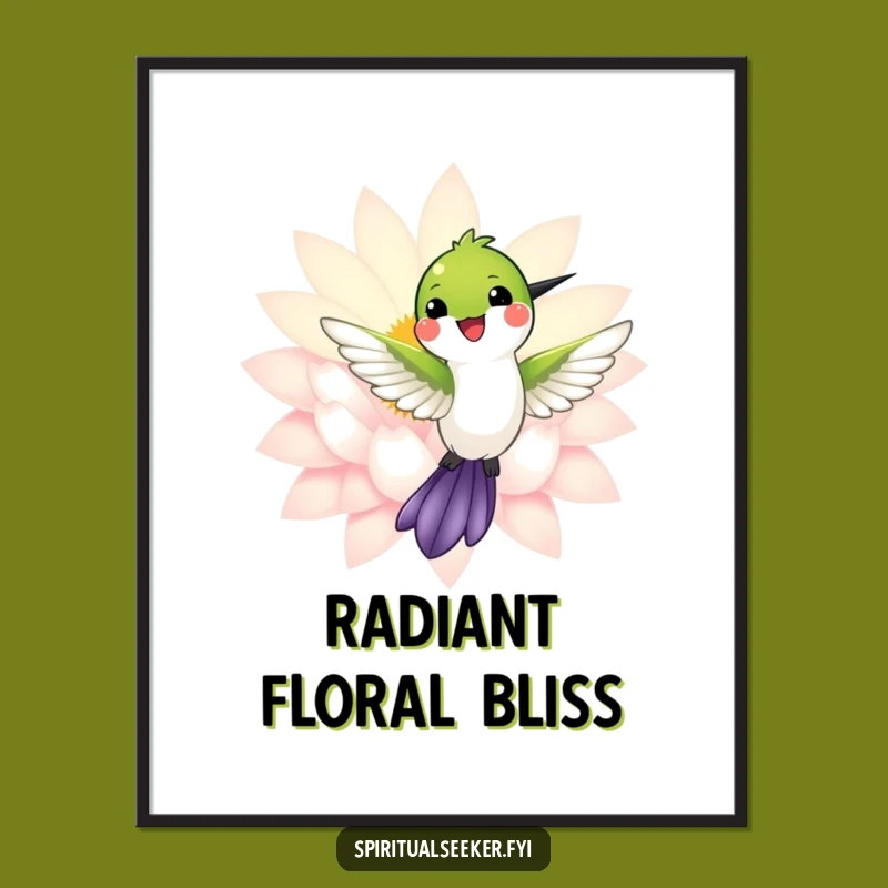 Funny Digital Art: Hummingbird Lotus Print for Vibrant Decor