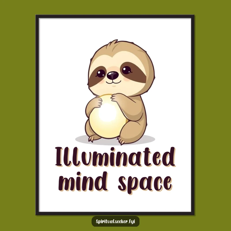 Funny Digital Art: Thoughtful Sloth Orb Print for Mystical Decor