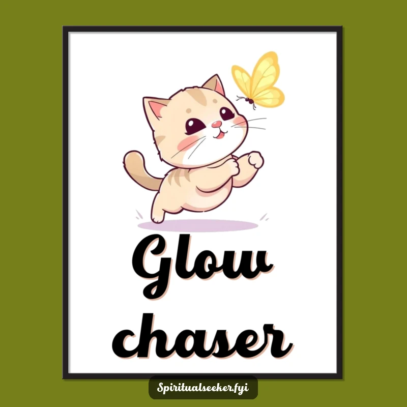 Funny Kawaii Cat Butterfly Digital Print: Playful Art Gift