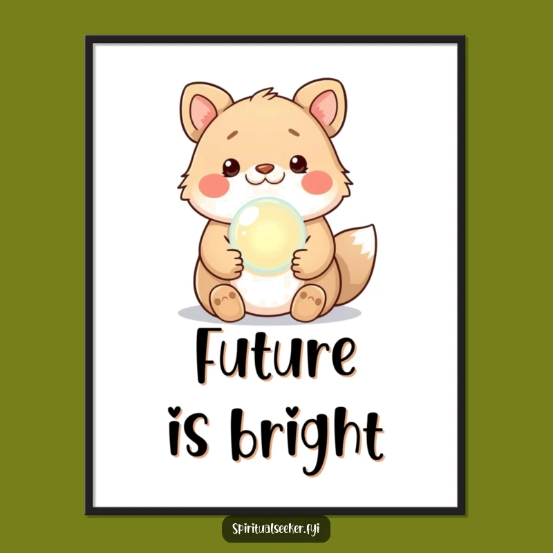 Funny Kawaii Fortune Teller Animal Digital Print - Instant Mystical Decor