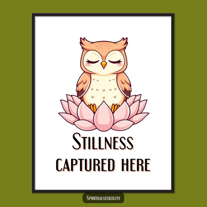 Funny Kawaii Owl Zen Digital Print - Meditating Art, Instant Funny Gift
