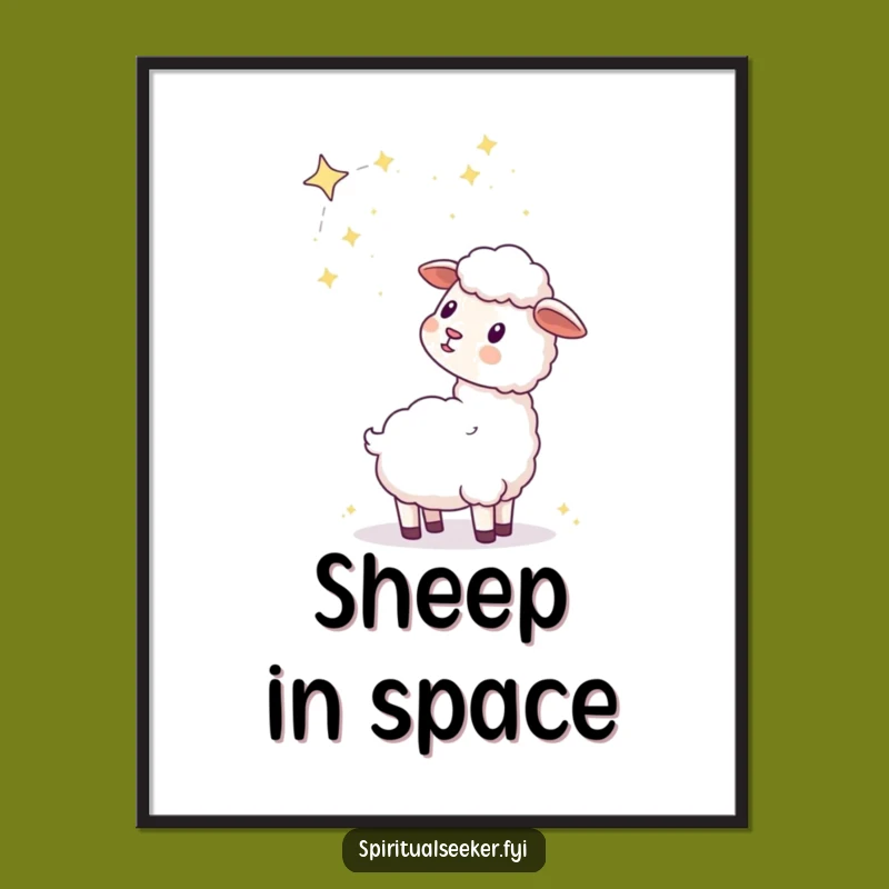 Funny Kawaii Sheep Celestial Digital Print - Starry Art Gift