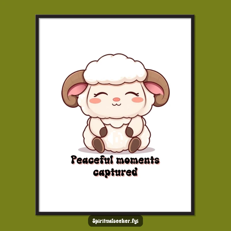 Funny Meditating Sheep Digital Art: Serene Smile Decor for Peaceful Vibes, Instant Funny Gift
