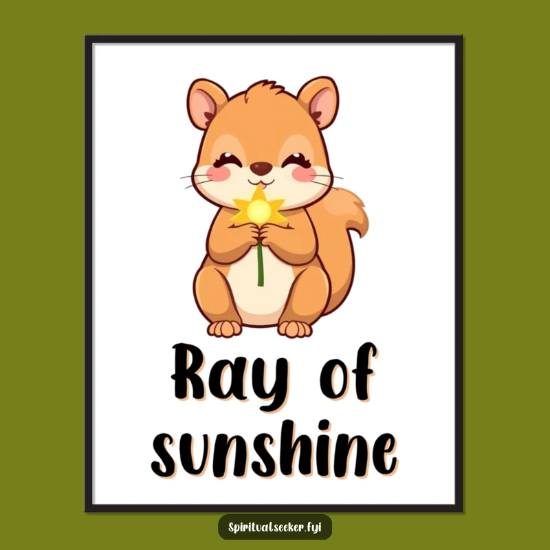 Funny Squirrel Golden Ray Digital Art: Instant Cheer and Hilarious Gift Download